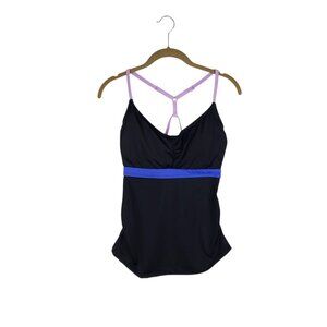 NWT Title Nine Tidal Rave Underwire Tankini Top 36D Colorblock Black Blue